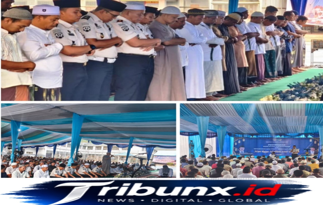 Penuh Hikmat, Warga Binaan Lapas Padangsidimpuan Sholat ID Bersama Dengan Petugas