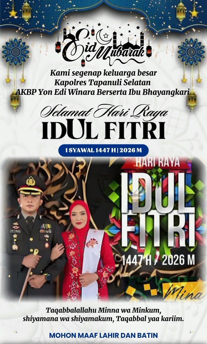 Kapolres Tapsel bersama Bhayangkari Ucapkan Selamat Idul Fitri 1447 H/2026 M