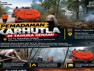 Polres Batang Hari Padamkan Karhutla di Tahura Senami, Petugas Masih Siaga di Lapangan
