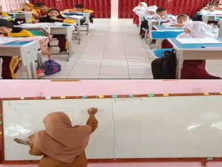 Miris! Kelas 2 dan 4 SDN 1 Gumay Ulu Belajar Satu Ruangan, Papan Tulis Dibagi 2