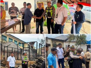 Bentuk Kepedulian, Satlantas Polres Padangsidimpuan Memberi Bantuan Sembako Kepada Warga Terdampak Kebakaran