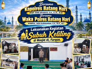 Subuh Keliling di Masjid Al Furqon, Kapolres dan Wakapolres Batang Hari Ajak Jamaah Jaga Kamtibmas