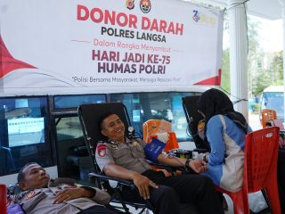 Sambut Hari Jadi Humas Polri ke-75, Polres Langsa Kumpulkan 42 Kantong Darah